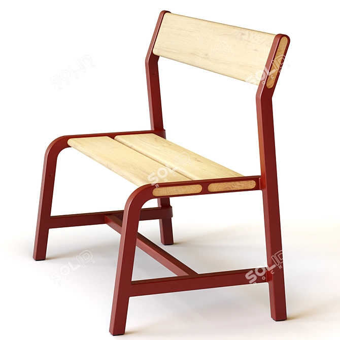 IKEA YPPERLIG Children's Bench, Beech 3D model image 2