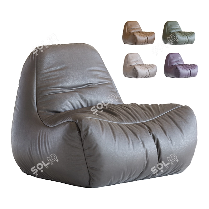 Quilted Leather Bean Bag Chair 3D model image 1