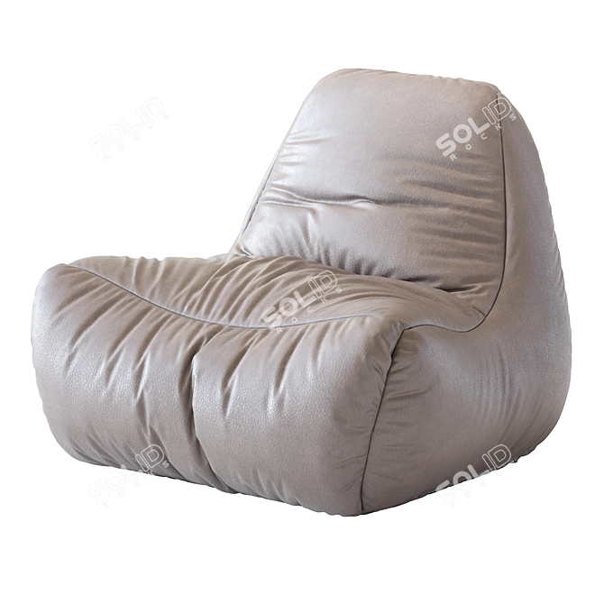 Quilted Leather Bean Bag Chair 3D model image 2