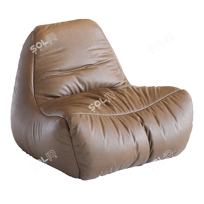 Quilted Leather Bean Bag Chair 3D model image 3