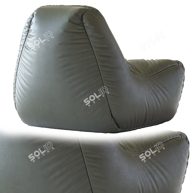 Quilted Leather Bean Bag Chair 3D model image 4