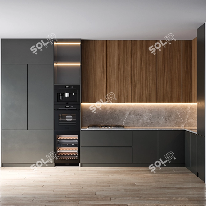  Modern Kitchen Setup with Miele & Brizo 3D model image 2