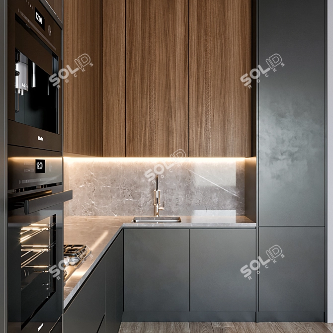  Modern Kitchen Setup with Miele & Brizo 3D model image 4