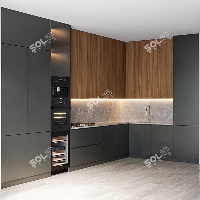  Modern Kitchen Setup with Miele & Brizo 3D model image 7