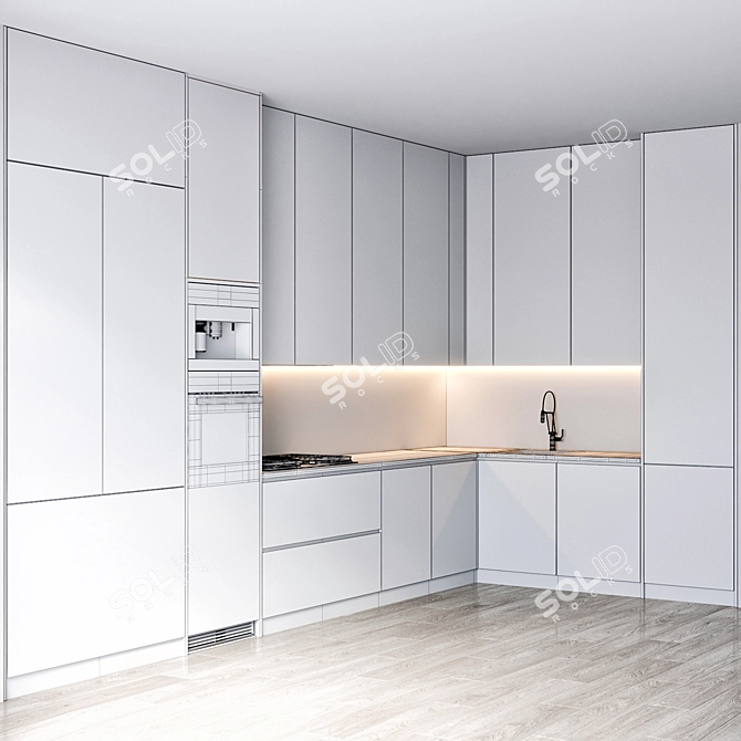  Modern Kitchen Setup with Miele & Brizo 3D model image 12