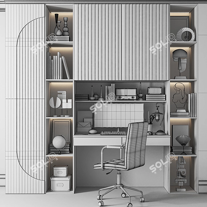 Office Set with Chair & Tech 3D model image 4