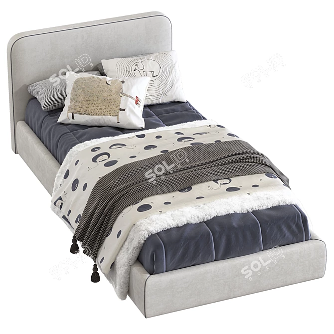 Cozy Upholstered Bed 242 3D model image 2