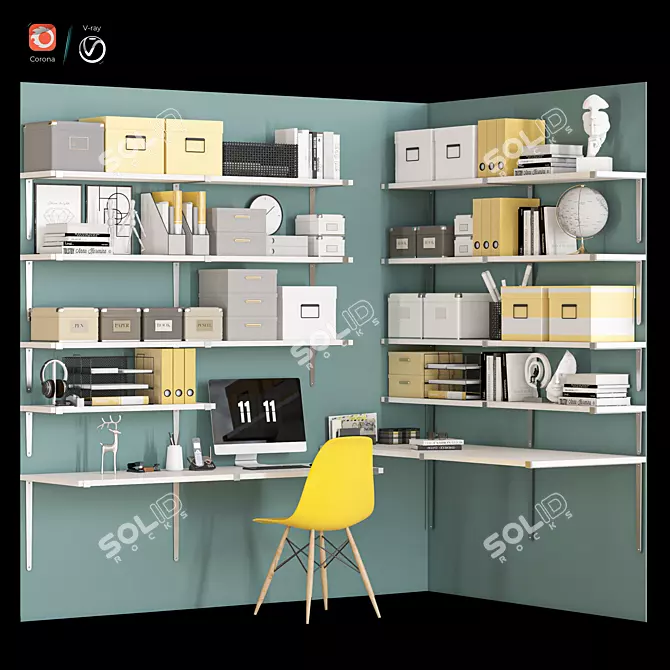 Elegant Office Furniture Set 3D model image 1