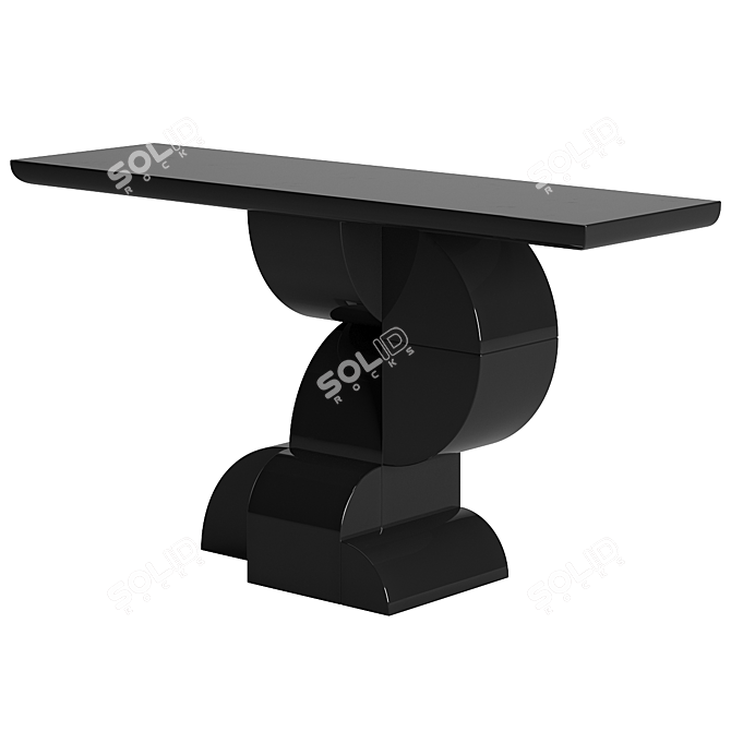 Glossy Black Wood Console 01 3D model image 1