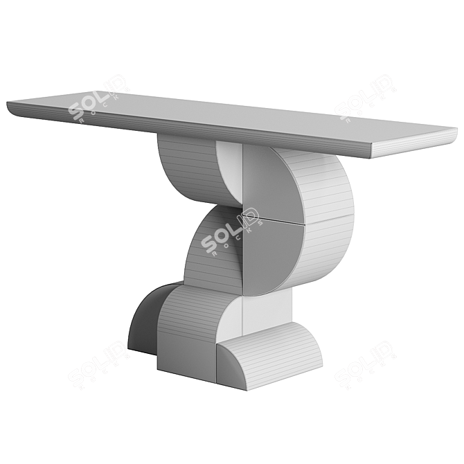 Glossy Black Wood Console 01 3D model image 2