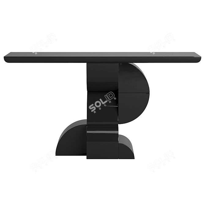 Glossy Black Wood Console 01 3D model image 4