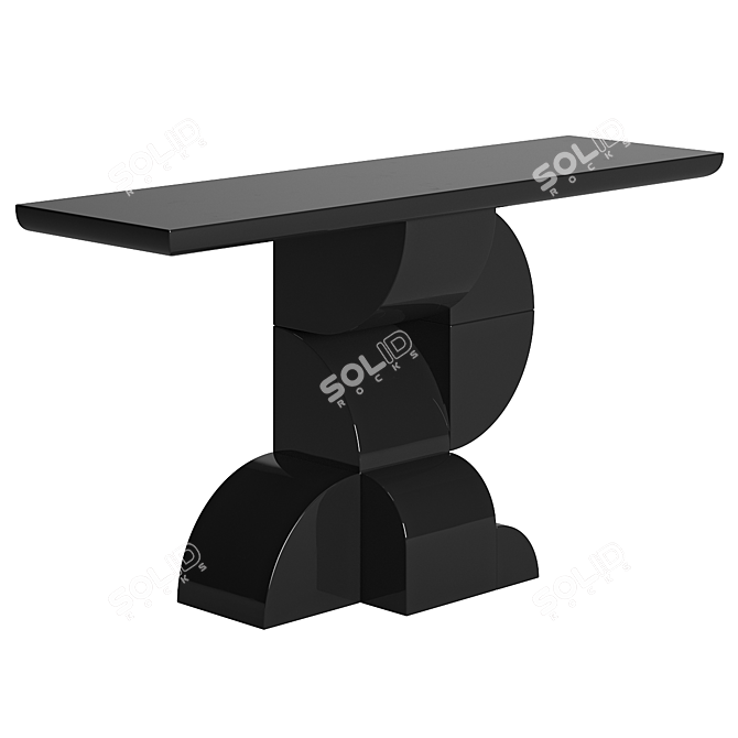 Glossy Black Wood Console 01 3D model image 5