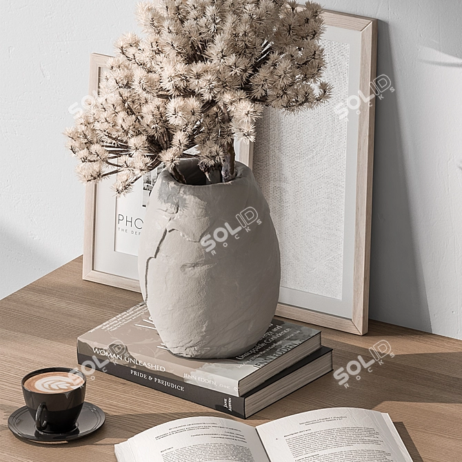 Modern Home Office Desk Shelves 3D model image 4