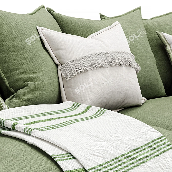 Modern White/Green 4-Seater Sofa 3D model image 4