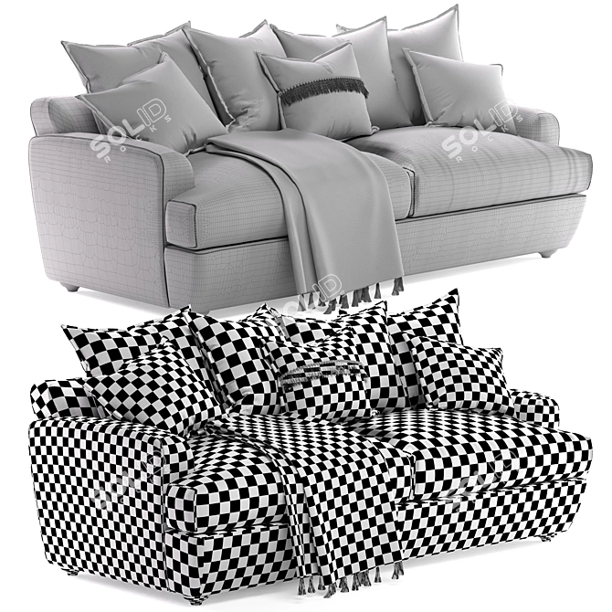 Modern White/Green 4-Seater Sofa 3D model image 6