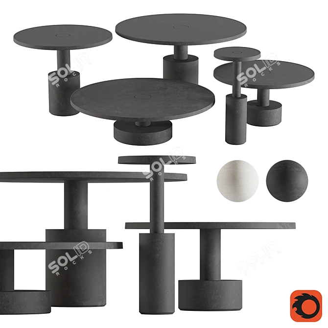 Baxter Pilar Coffee Tables Set 3D model image 1