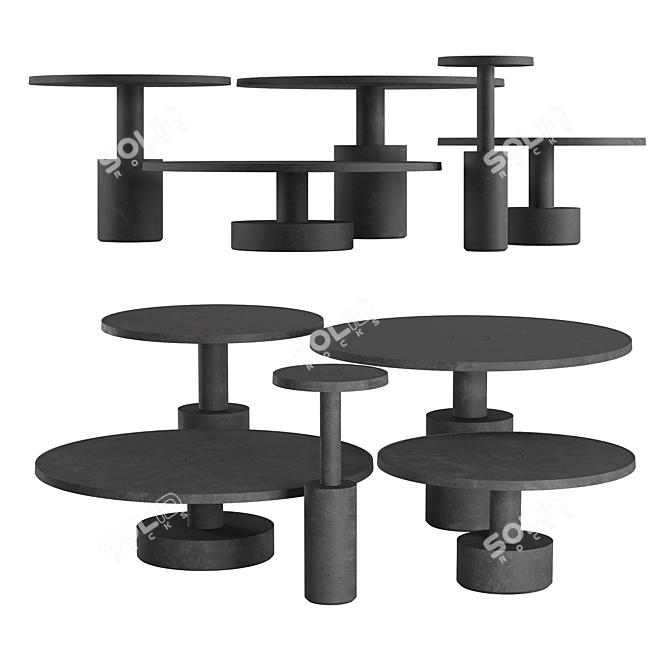 Baxter Pilar Coffee Tables Set 3D model image 3