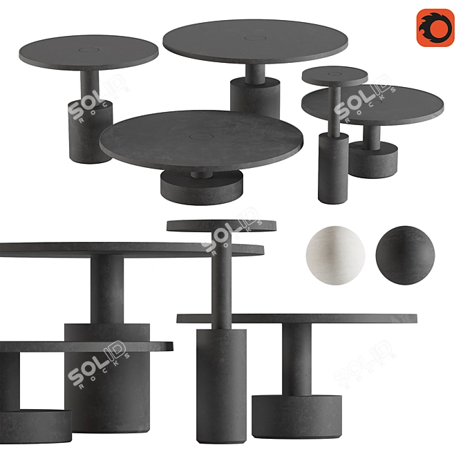 Baxter Pilar Coffee Tables Set 3D model image 6