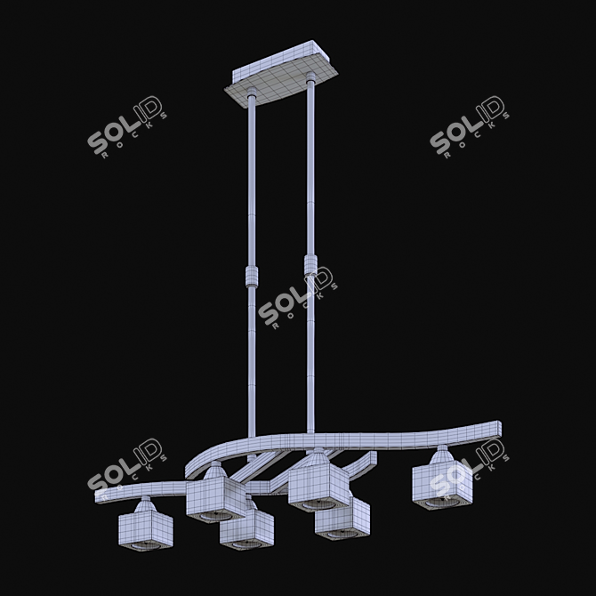 Modern Six-Light Living Room Chandelier 3D model image 3