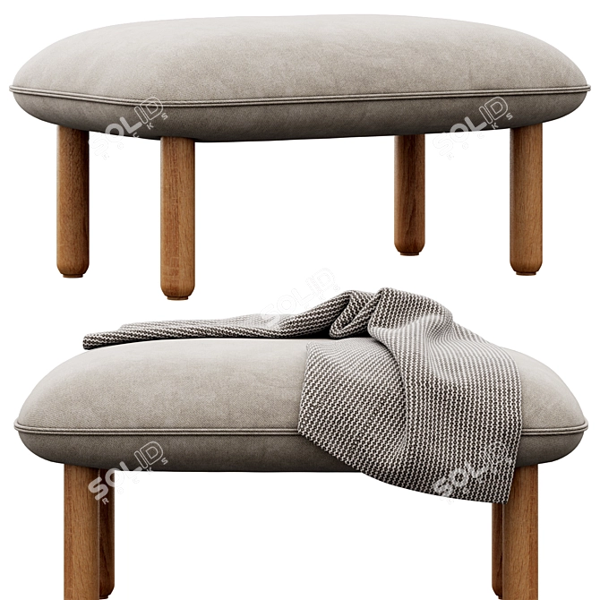 Sleek Brick QT Ottoman Glam 3D model image 2