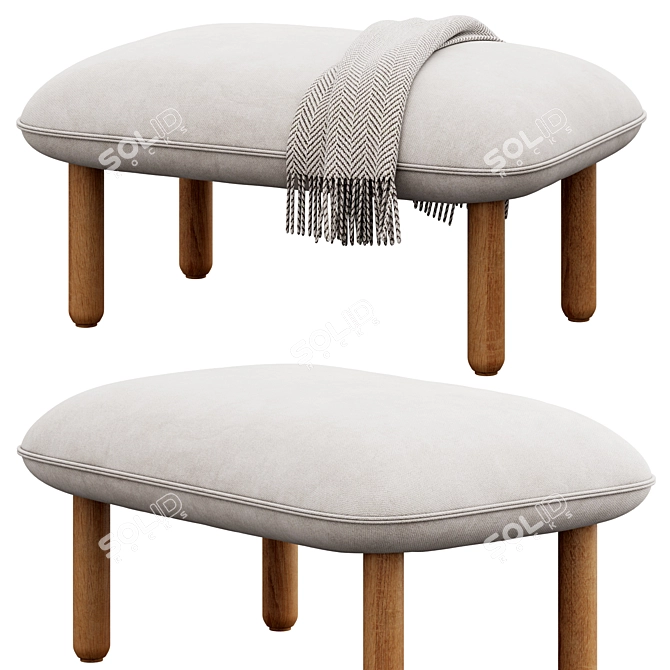 Sleek Brick QT Ottoman Glam 3D model image 3