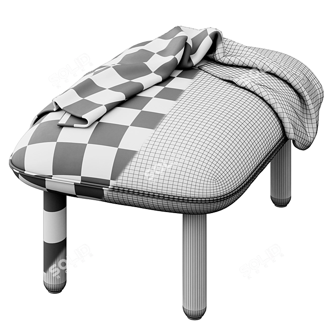 Sleek Brick QT Ottoman Glam 3D model image 6