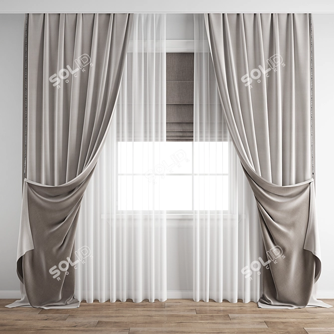 Polygonal Curtain Model Set 3D model image 1