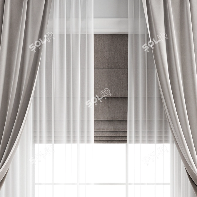 Polygonal Curtain Model Set 3D model image 5