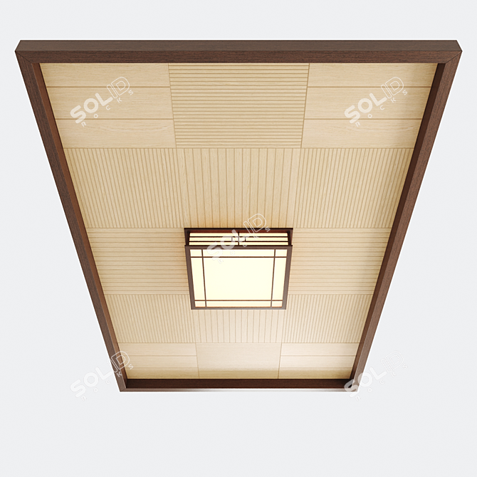 Japanese-Korean style ceiling with Tatami motif lamp 3D model image 1