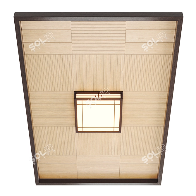 Japanese-Korean style ceiling with Tatami motif lamp 3D model image 5