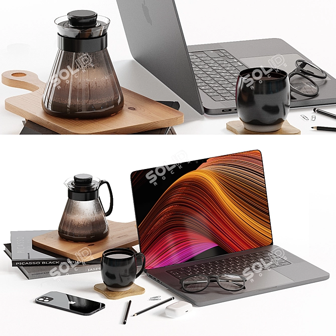  Apple Desk Decor Set 3D model image 1