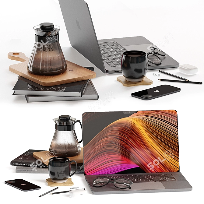  Apple Desk Decor Set 3D model image 2