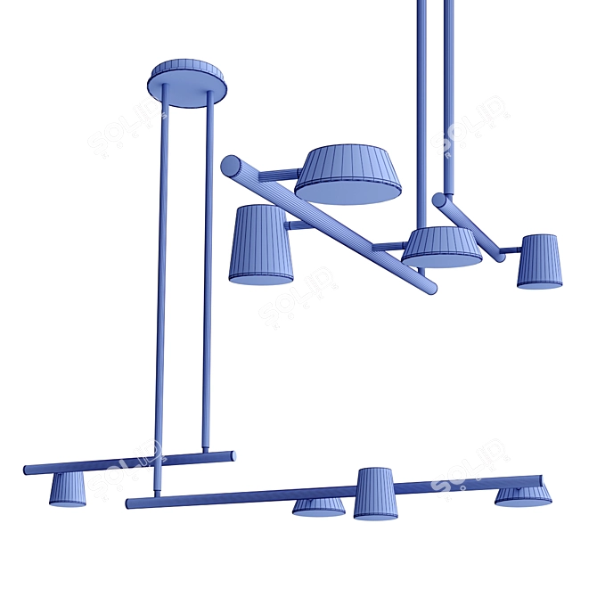 Elegant Golden Modern Acrylic Chandelier 3D model image 3