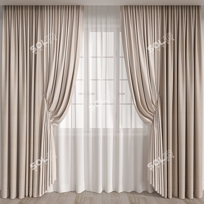 Elegant Curtain for 3D Rendering 3D model image 1