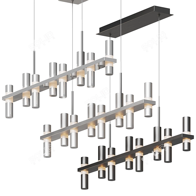 Sculptural LED Linear Suspension Light 3D model image 2