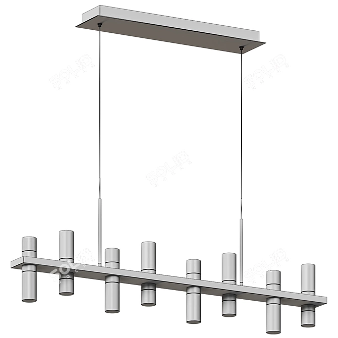 Sculptural LED Linear Suspension Light 3D model image 3