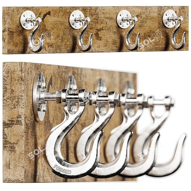 Rugged Chic Coat Hook Organizer 3D model image 2