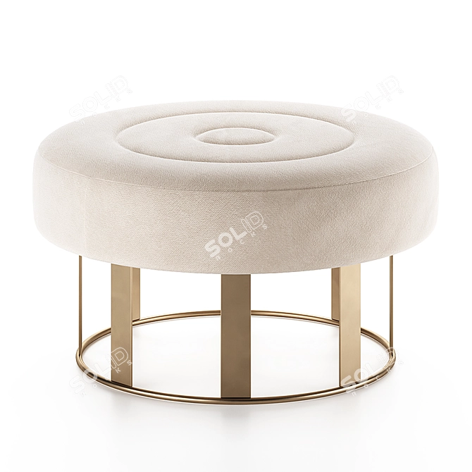 White Round Ottoman Pair, Large 3D model image 1