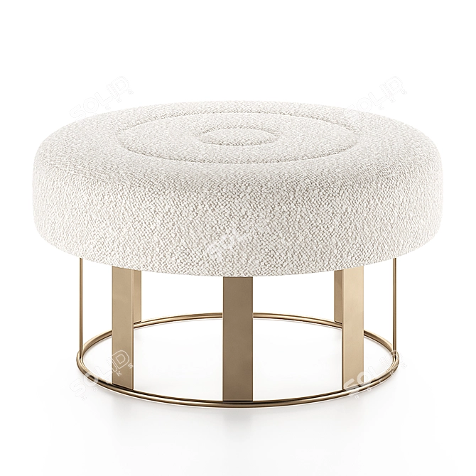 White Round Ottoman Pair, Large 3D model image 2