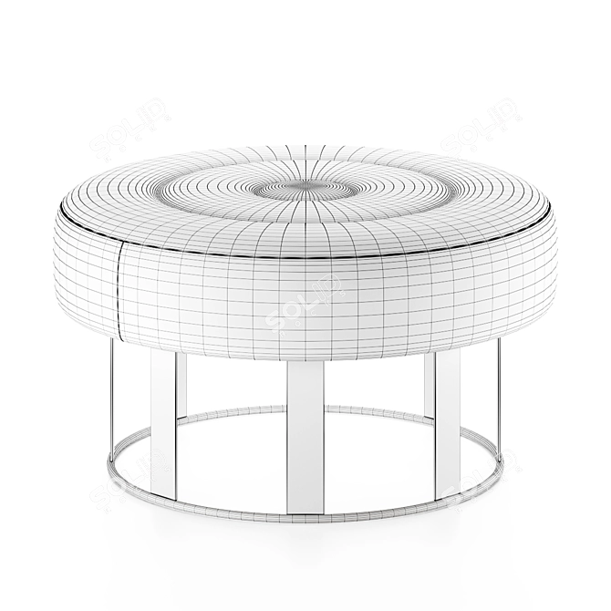 White Round Ottoman Pair, Large 3D model image 3