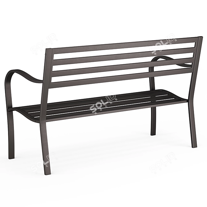 Anthracite Steel Garden Bench 3D model image 2