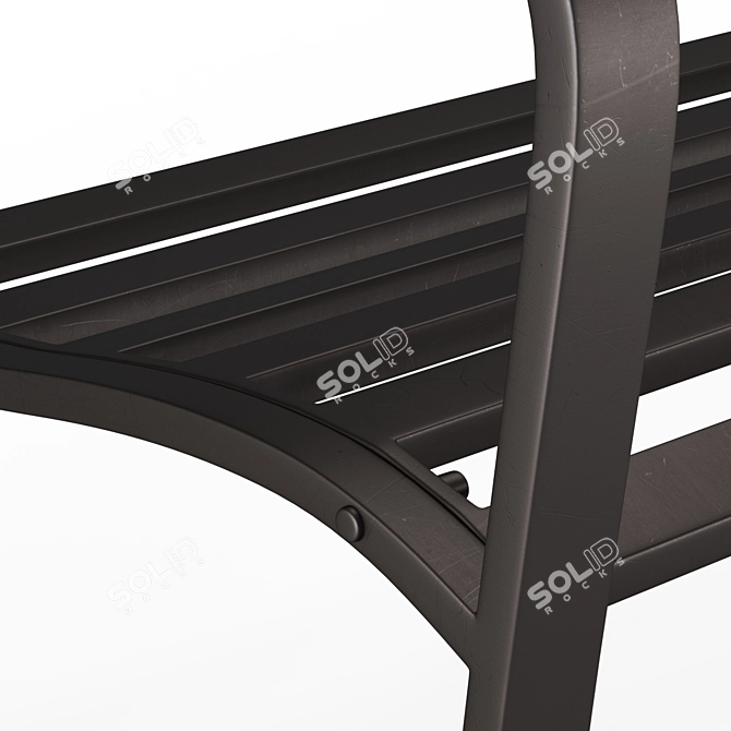 Anthracite Steel Garden Bench 3D model image 3