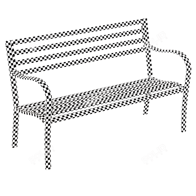 Anthracite Steel Garden Bench 3D model image 4