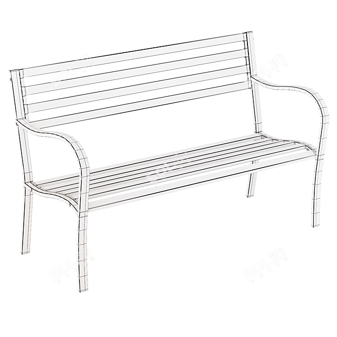 Anthracite Steel Garden Bench 3D model image 5