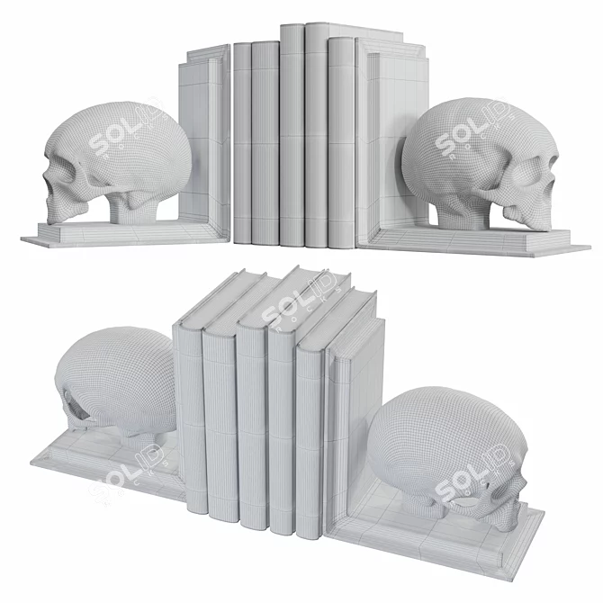 Skull Bookends Set with Unique Textures 3D model image 4