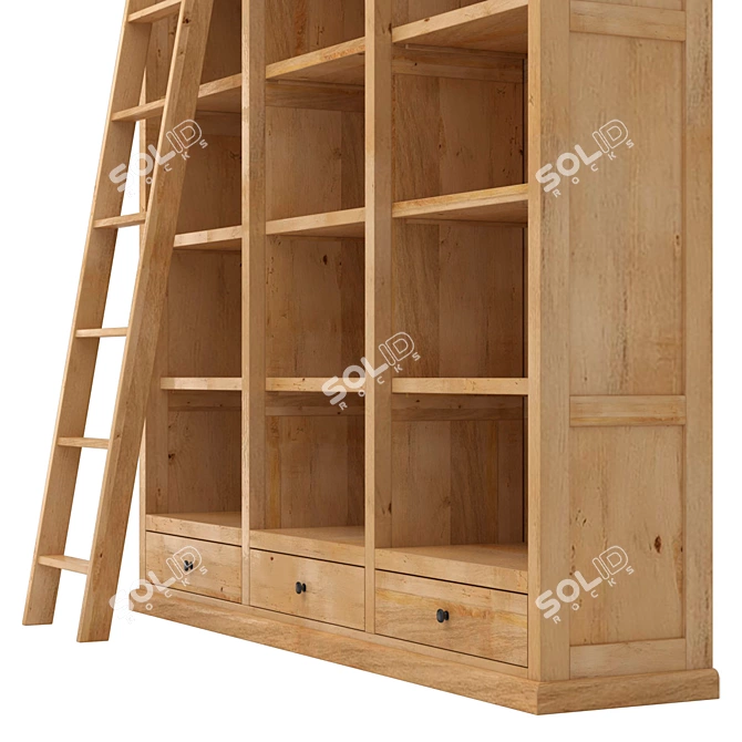 Mango Wood Classic French Bookcase 3D model image 3