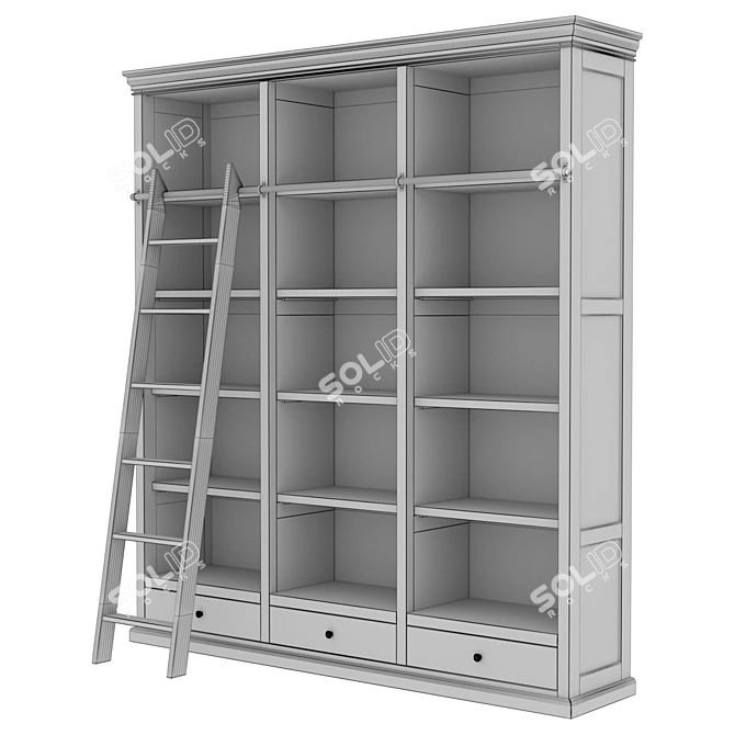 Mango Wood Classic French Bookcase 3D model image 5