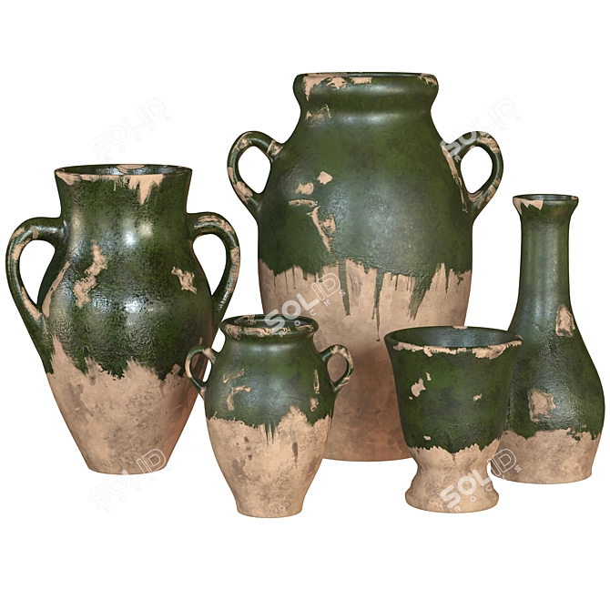 Assorted Set of Decorative Vases 3D model image 2