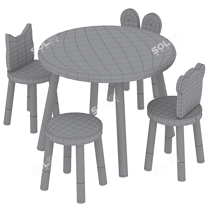 Modern Kids Table and Chairs 3D model image 5