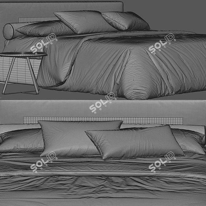 Modern Camille Bed 3D Model 3D model image 4